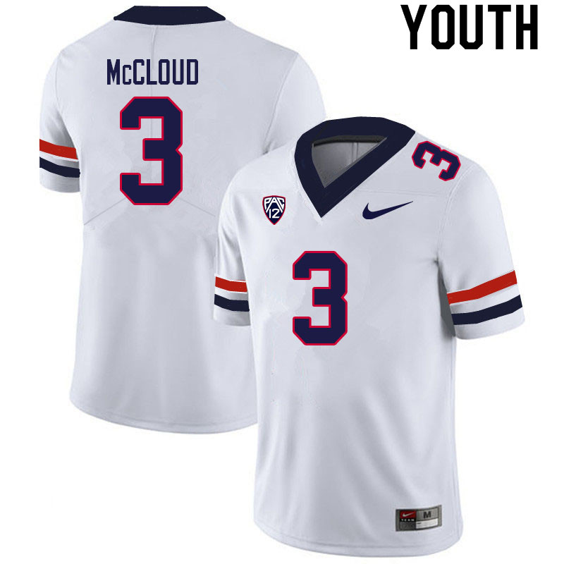 Youth #3 Jordan McCloud Arizona Wildcats College Football Jerseys Sale-White